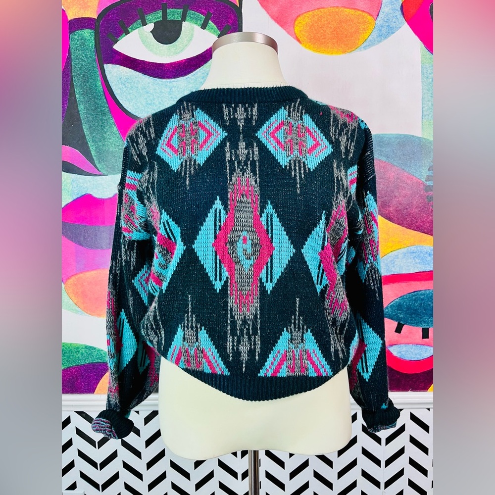VTG 1990s Geometric Diamond Patterned Sweater